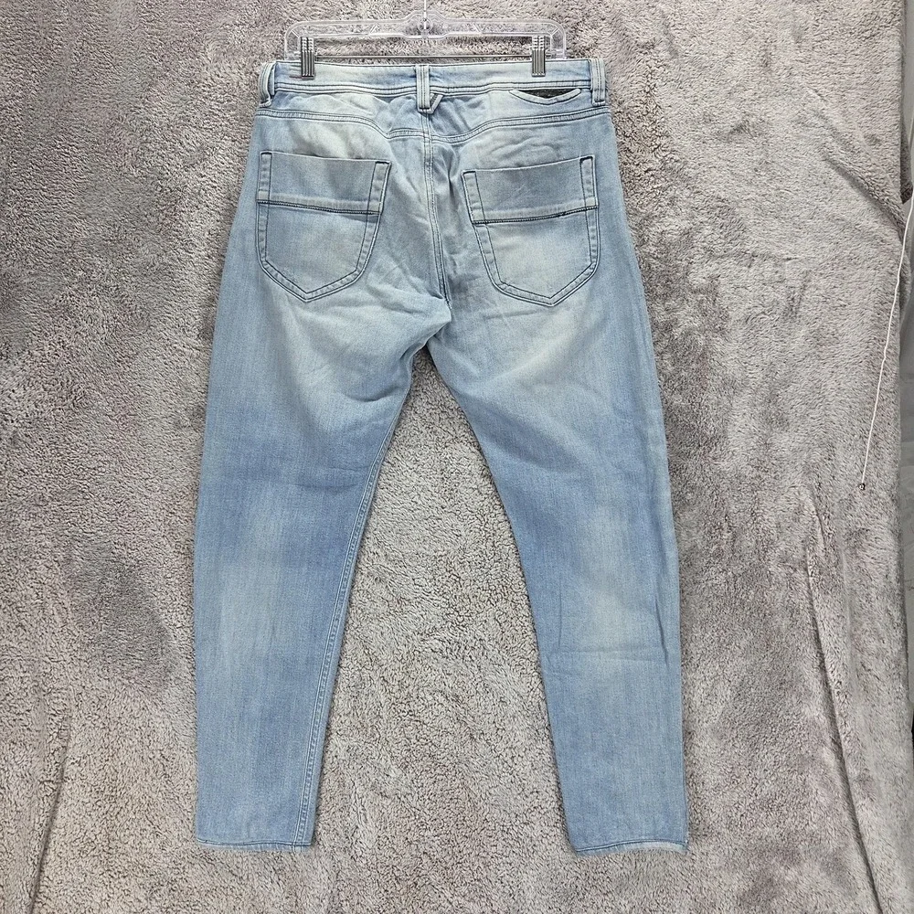 Diesel Jeans Mens 32x32 Blue Heeven Slim Tapered Made in Italy Altered Hem 0R8WD